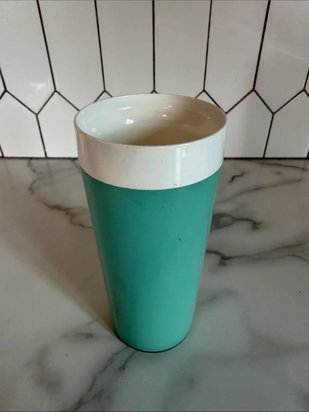 Vintage Turquoise/White Twinsulated Tumbler, Made in U.S.A